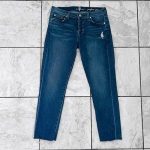 7 For All Mankind Josefina Skinny Boyfriend Distressed Jeans size 25